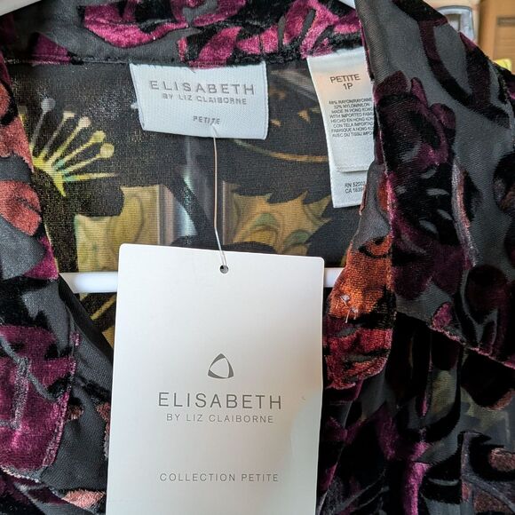 NWT Liz Claiborne Blouse Floral Velvet Burnout Whimsigoth Plus Size 1XP - Picture 8 of 10